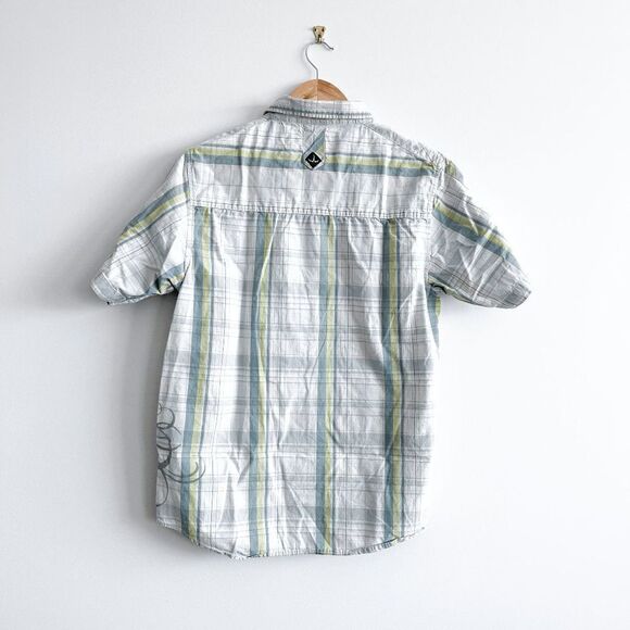 PrAna Mens Casual Button Down Shirt Plaid Short Sleeve White Medium - Picture 2 of 7